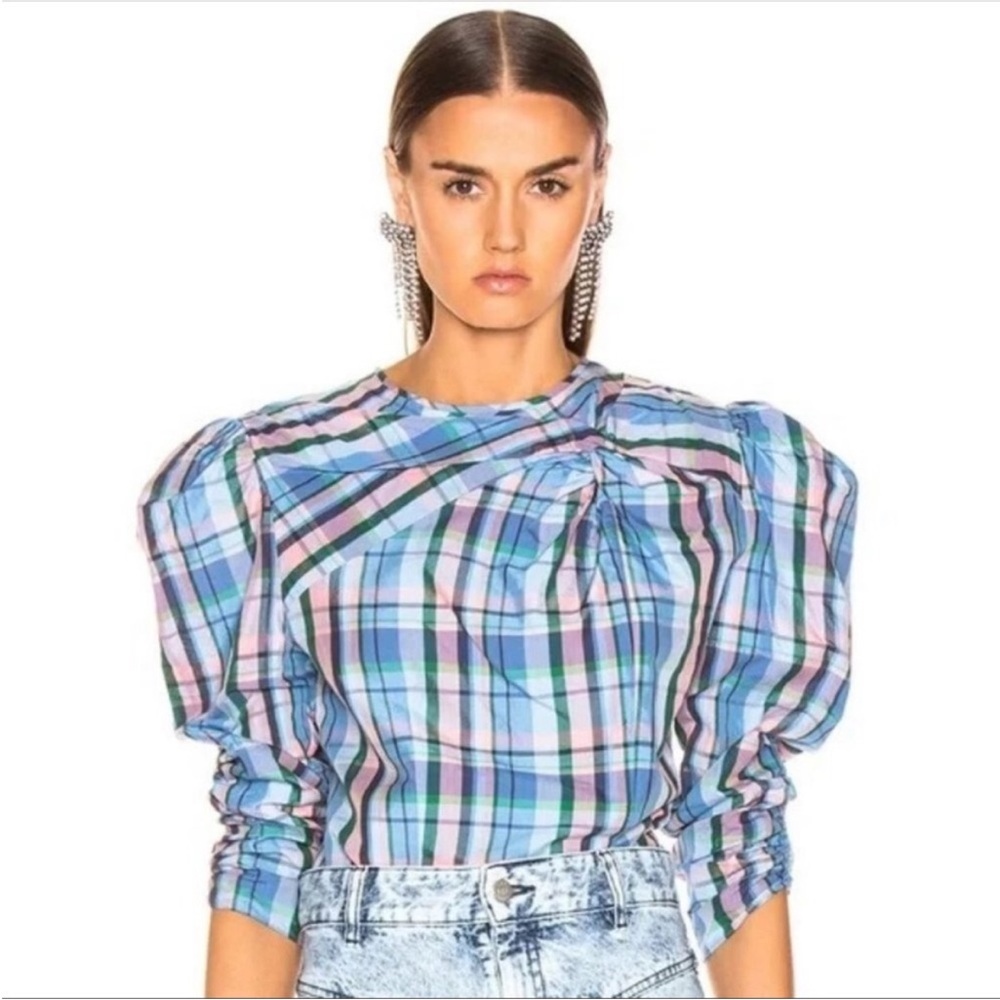 Isabel Marant Blue and Pink Plaid Blouse